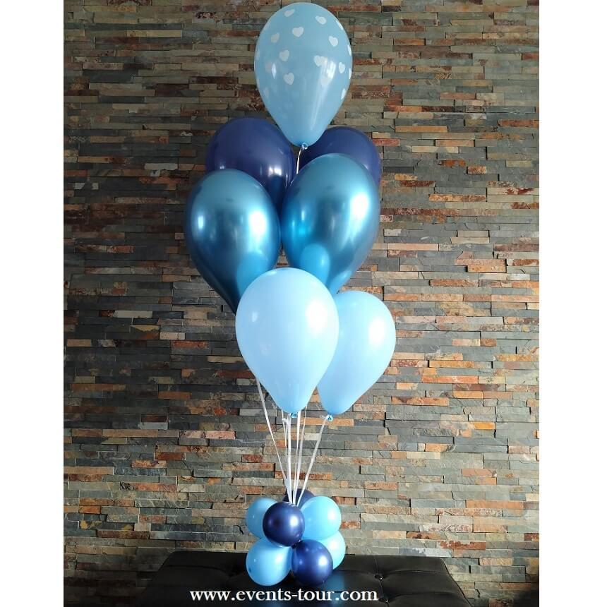 Decoration bouquet de ballons helium bleu ciel marine pastel