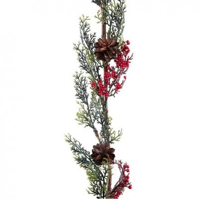 Décoration de Noël avec branche de houx verte et rouge (x1) REF/7150