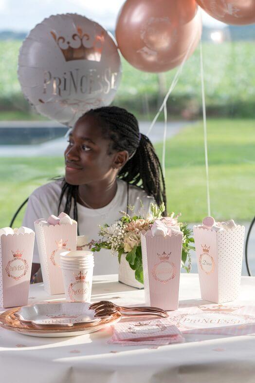 Decoration candy bar anniversaire princesse boite rose gold