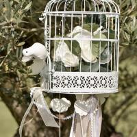 Decoration centre de table mariage cage blanche metallique