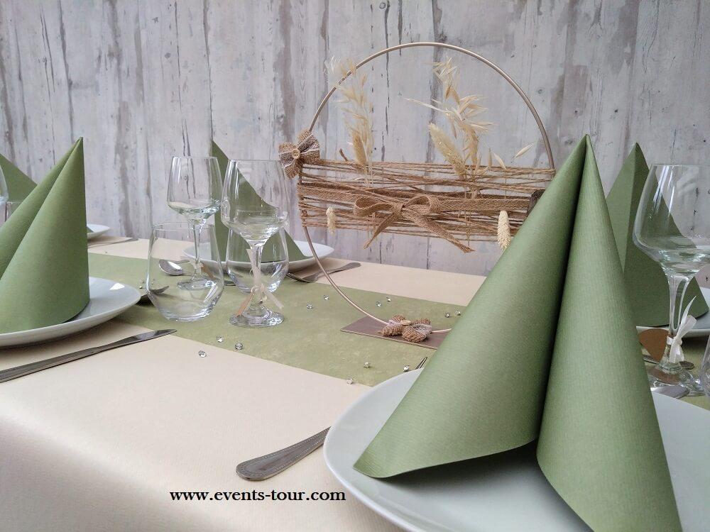 Decoration champetre avec centre de table anneau fleur sechee