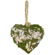 Décoration Champêtre coeur en mousse avec ficelle blanc et vert (x2) REF/DEK0202