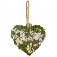 Decoration champetre coeur mousse vert blanc