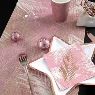 Chemin de table jungle tropical rose