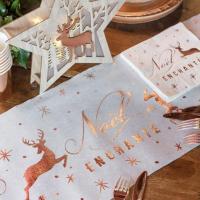 Decoration chemin de table noel enchante avec cerf rose gold