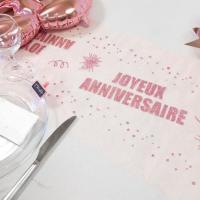 Decoration chemin de table organdi anniversaire rose