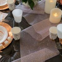 Decoration chemin de table rose gold tulle paillete