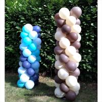 Decoration colonne ballon latex spirale bleu marron beige chocolat