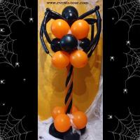 Decoration colonne de ballon fete halloween orange et noir