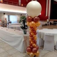 Decoration colonne de ballons spirale orange mandarine cuivre