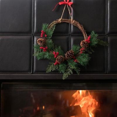 Decoration noel avec couronne en bois