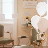 Decoration de ballon anniversaire blanc et or