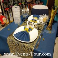 Decoration de fete avec nappe bleu royal 10m