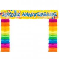 Decoration de porte joyeux anniversaire multicolore