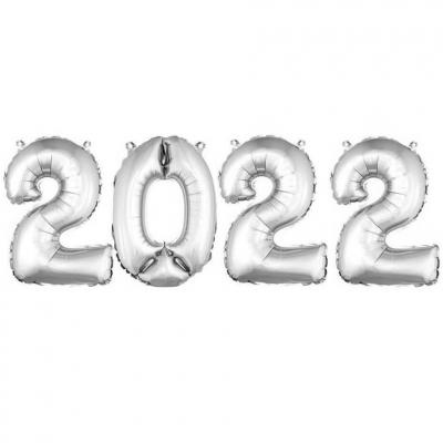 Ballon aluminium nouvel an argent métallisé 2022 (x1) REF/BA3000