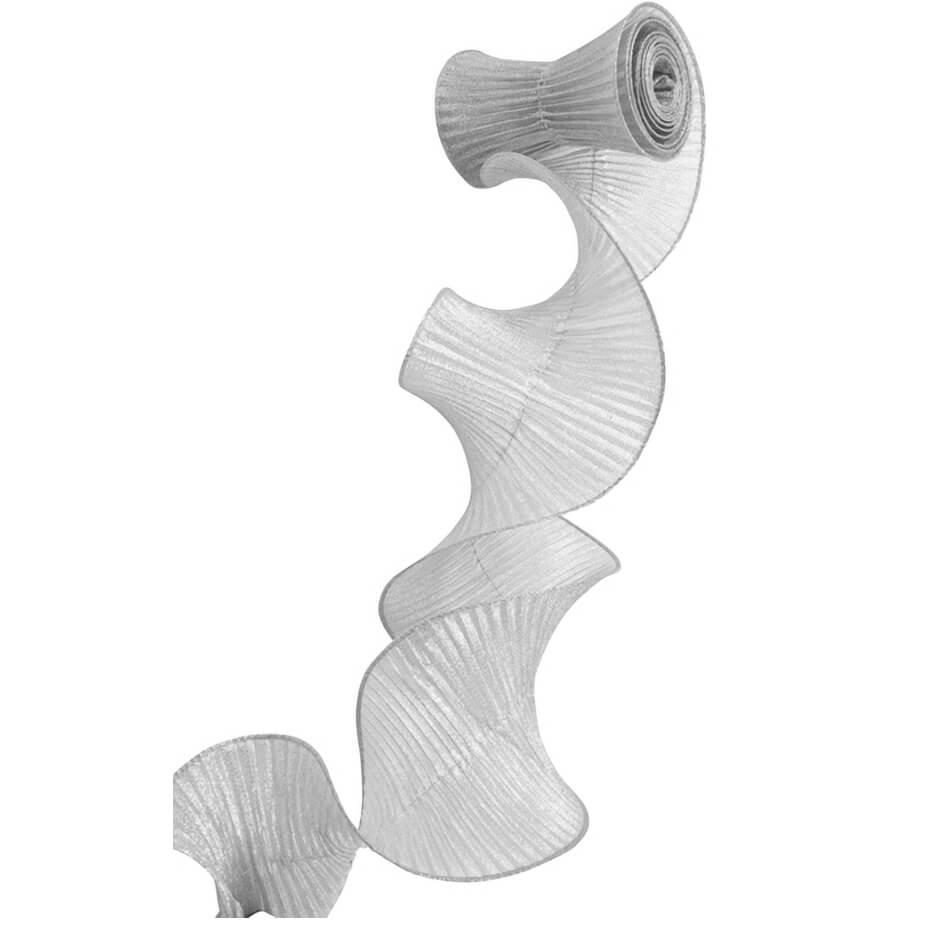 Decoration de salle avec ruban plisse arme argent a suspendre