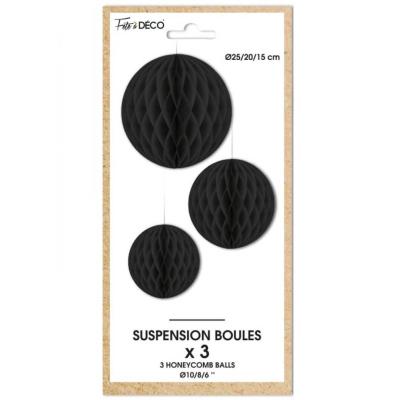 Decoration elegante boule en suspensin alveolee noire