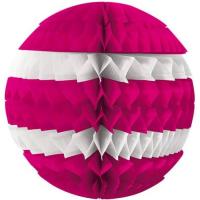 Decoration de salle avec suspension boule eventail rose fucshia et blanche