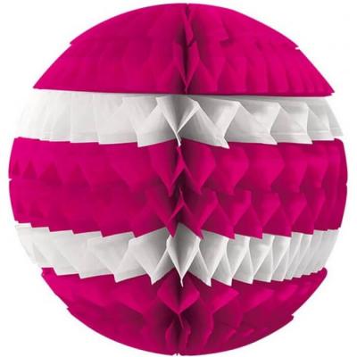 Décoration avec suspension boule éventail rose fuchsia et blanche 25cm (x1) REF/SBEF