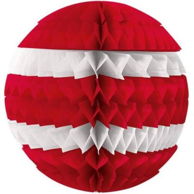 Décoration avec suspension boule éventail rouge et blanche 25cm (x1) REF/SBER