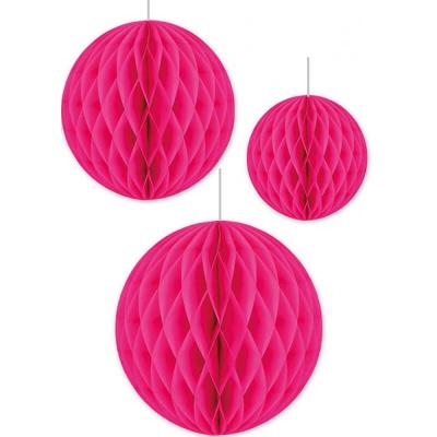 Décoration de salle suspension boule alvéolée fuchsia (x3) REF/TSBF