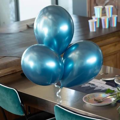 Ballon métal diamant en latex de 30 cm en bleu Canard (x6) REF/7295