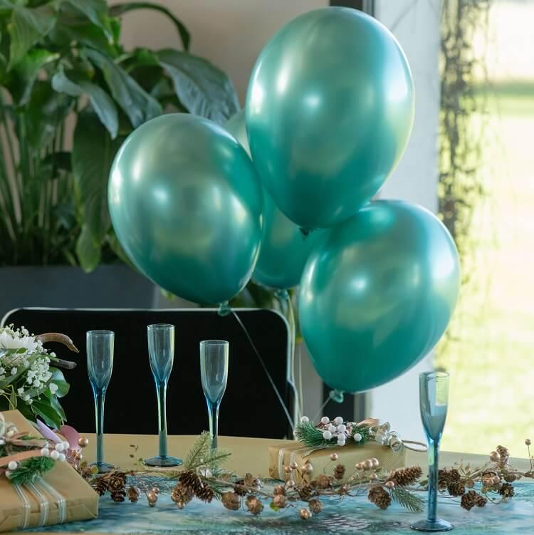Decoration de salle ballon latex metal vert olive sauge