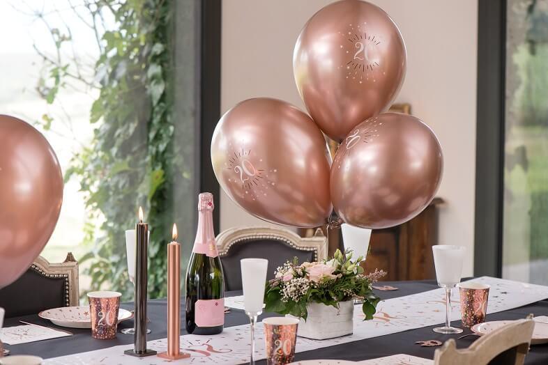 Decoration de salle elegante anniversaire rose gold 20ans