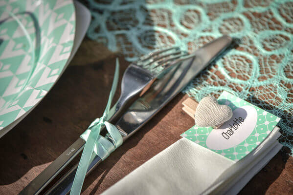 Decoration de serviette avec coeur