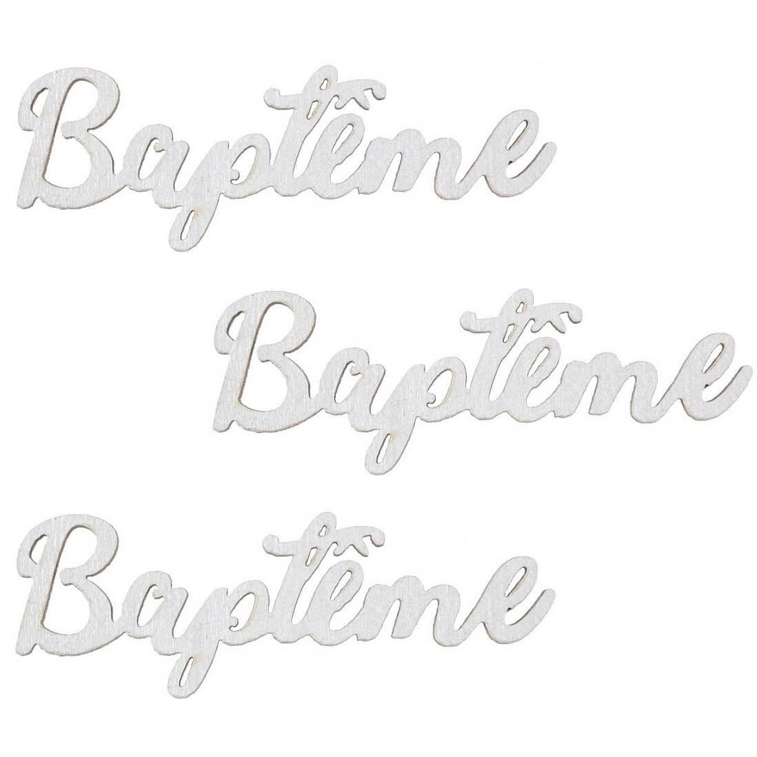 Decoration de table a parsemser en bois lettre bapteme blanc