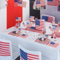 Decoration de table amerique usa tricolore bleu blanc et rouge