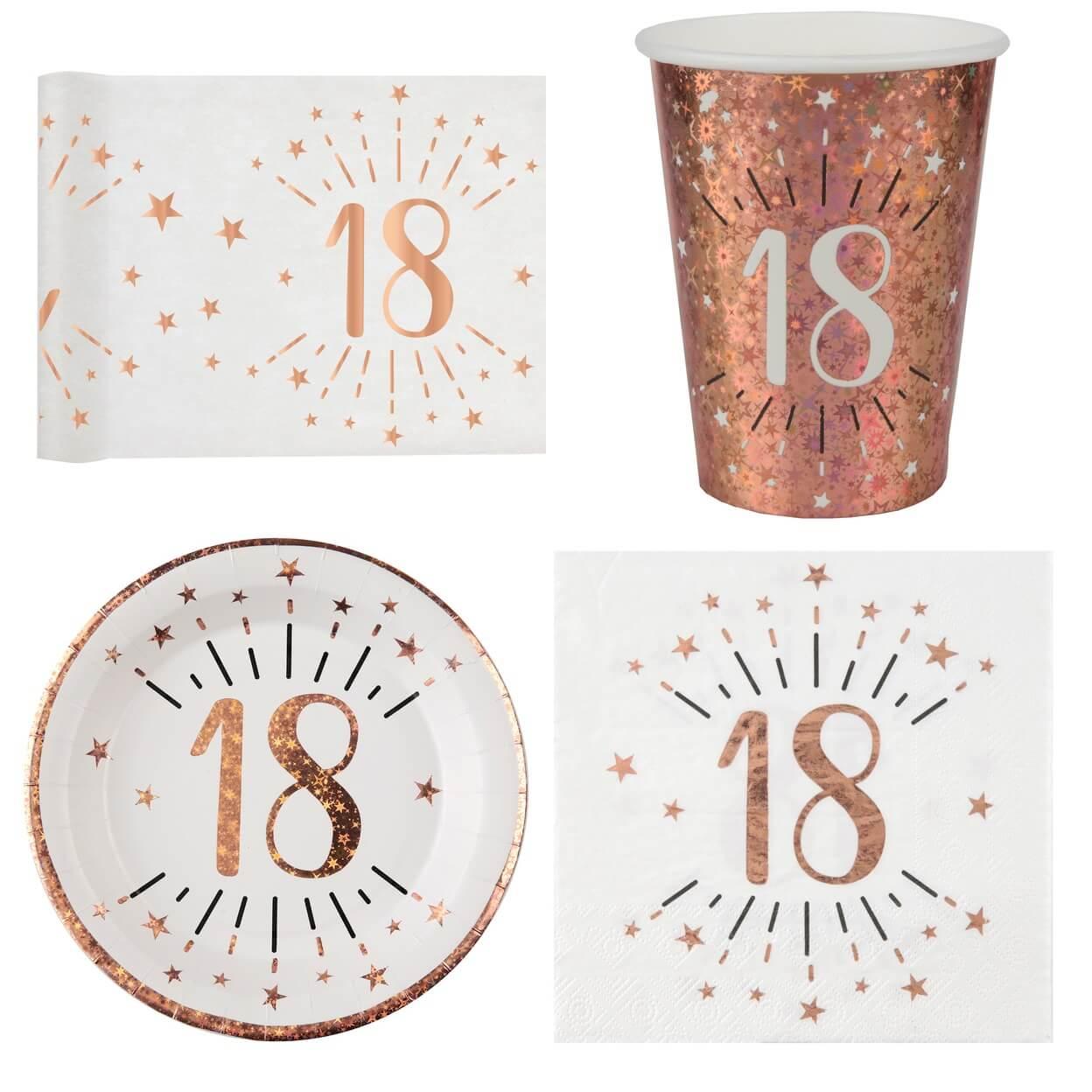 1 Pack anniversaire 18ans de 10 personnes blanc et or