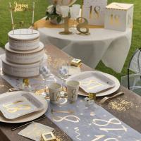 Decoration de table anniversaire 18ans or et blanc