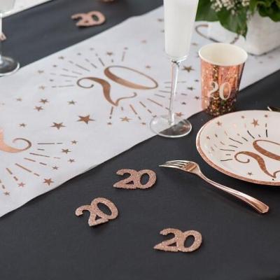Confettis de table paillete anniversaire 60 ans rose gold
