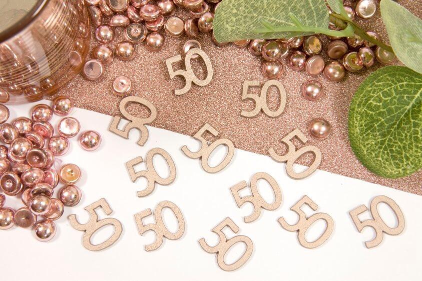 Decoration de table anniversaire rose gold 50 ans
