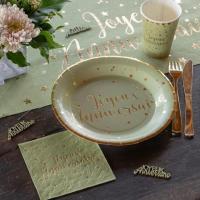 Decoration de table anniversaire vert olive sauge champetre avec serviette