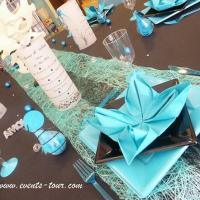 Decoration de table argent et bleu