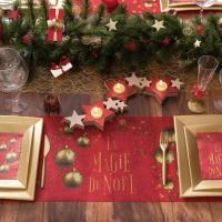 Decoration de table assiette carree doree or metallique noel