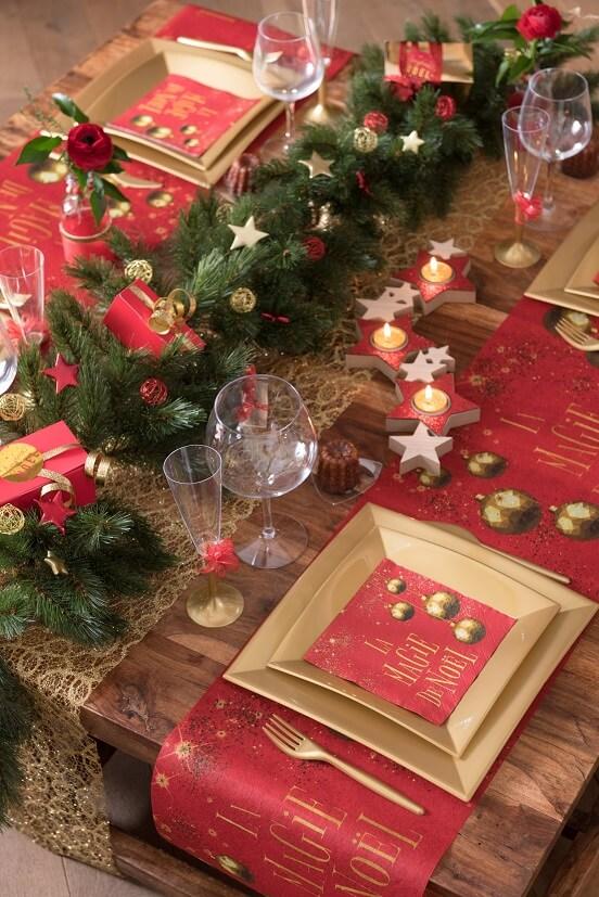 Decoration de table assiette plate carree doree or metallique noel