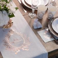 Decoration de table avec assiette mariage just married rose gold