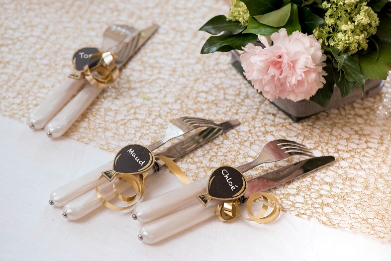 Decoration de table avec bolduc or