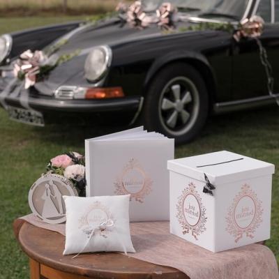 Decoration de table avec chemin rose gold metallise 1