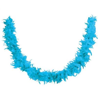 Decoration de table avec guirlande plumes boa bleu turquoise