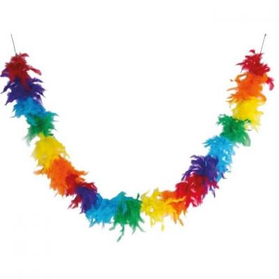 Decoration de table avec guirlande plumes boa multicolore