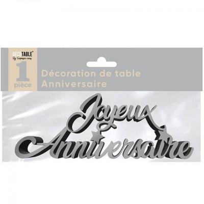 Lettre argent joyeux anniversaire pour décoration de table (x1) REF/DTAM00A