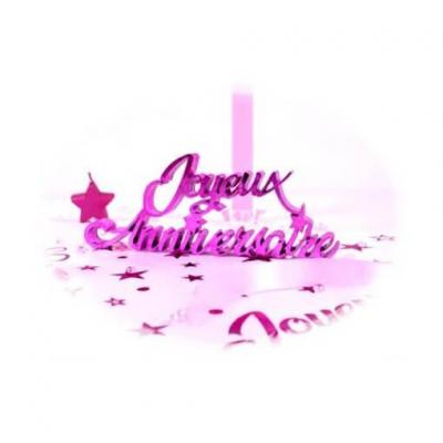 Centre de table lettre joyeux anniversaire bleu rouge or dore rose fuchsia blanc