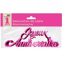 Decoration de table avec lettre rose fuchsia joyeux anniversaire