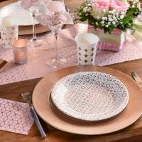 Decoration de table avec serviette carreau de ciment cuivre et rose