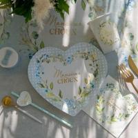 Decoration de table baby shower fleur garcon bleu ciel