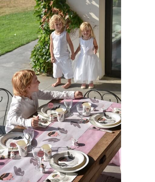 Decoration de table bapteme rose